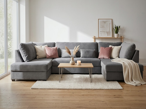 Grey velvet corner - velvet,