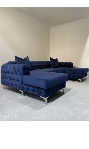 Royal blue velvet shaped 6 - velvet, u