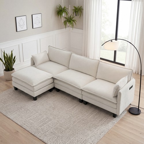 Modern chenille seat - modern, 4-seat