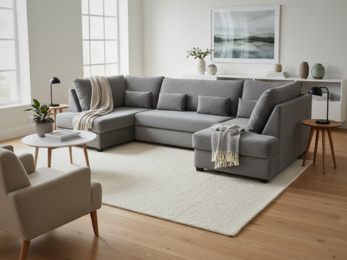 Corner large shaped sofa - sofa, bed